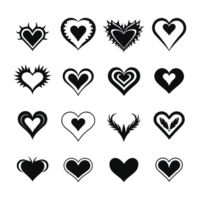 Heart icon set silhouette Valentine's Day PNG file