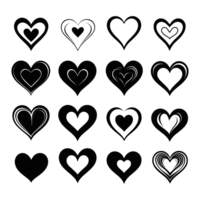 Heart icon set silhouette Valentine's Day PNG file