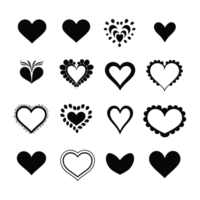 Heart icon set silhouette Valentine's Day PNG file
