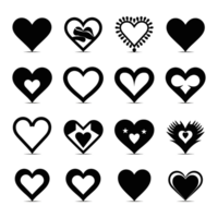 Heart icon set silhouette Valentine's Day PNG file