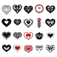 corazón icono conjunto silueta San Valentín día png archivo