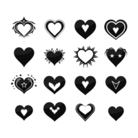 Heart icon set silhouette Valentine's Day PNG file