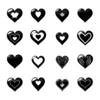 Heart icon set silhouette Valentine's Day PNG file