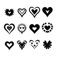 Heart icon set silhouette Valentine's Day PNG file