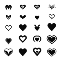 Heart icon set silhouette Valentine's Day PNG file