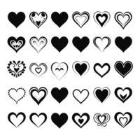 Heart icon set silhouette Valentine's Day PNG file