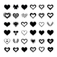 Heart icon set silhouette Valentine's Day PNG file