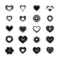 hjärta ikon uppsättning silhuett hjärtans dag png fil