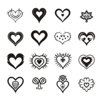 Heart icon set silhouette Valentine's Day PNG file