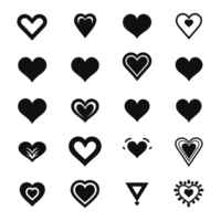 hjärta ikon uppsättning silhuett hjärtans dag png fil