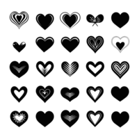 Heart icon set silhouette Valentine's Day PNG file