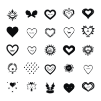 Heart icon set silhouette Valentine's Day PNG file