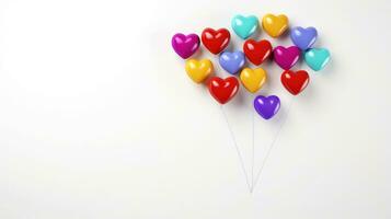 AI generated Realistic Multicolor Heart Balloon on White Background  Copy Space photo