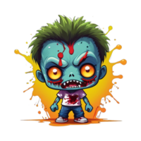 ai gegenereerd grafisch chibi zombie karakter voor prin t-shirt png