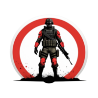 AI generated soldier holding a weapon, for printed t-shirt png