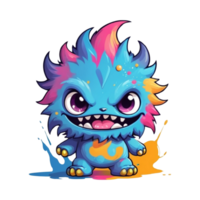 AI generated cute colorful furry monsters for printed t-shirts png
