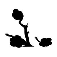 Vector illustration of crushed tree branches scattered on white background. Broken tree silhouette.