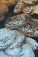 Sugared donuts and other typical sweets of the Christmas season photo