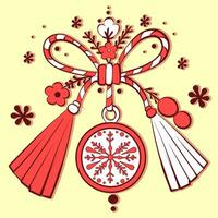 ilustración de un rojo y blanco decorativo martisor para rumano y moldavo Primero marzo día festivo. primavera encanto desde el Balcanes vector