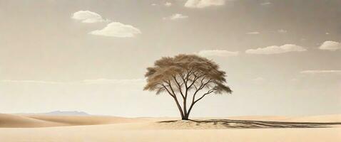 AI generated Long Exposure of a Lonely Tree in a Vast Field photo