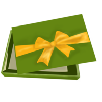 green gift box with yellow ribbon png