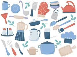 Kitchenware and utensils cartoon set vector