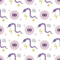 Magic seamless pattern with snakes vector