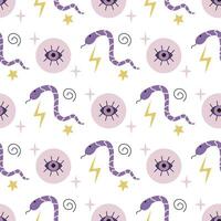 Magic seamless pattern with snakes vector