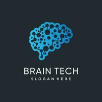 Brain technology logo template with modern and advanced concept Premium Vector