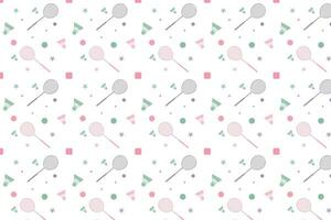 Badminton rackets and feather seamless pattern. Vector illustration