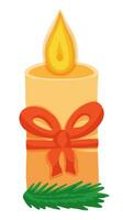 Christmas candle with red bow vector