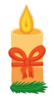 Christmas candle with red bow vector