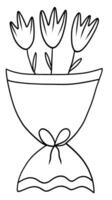 Bouquet with flowers in doodle style vector