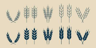 set wheat ears line art logo simple icon  design template, vector illustration design