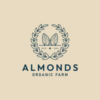 almendra nuez granja logo diseño plantilla, con emblema vector ilustración diseño