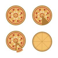 cartoon pizza slice and Pizza set vector