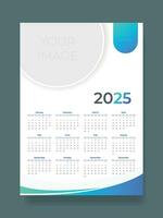 One page 2025 calendar design template for business corporate office vector