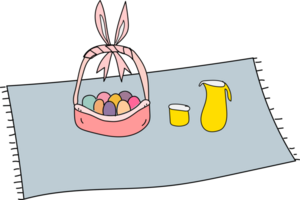 Picnic cartoon illustration on transparent background. png