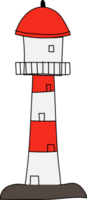 Hand drawn lighthouse illustration on transparent background. png