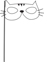 mano dibujado gato máscara ilustración en transparente antecedentes. png