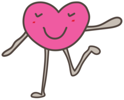 Cute heart cartoon illustration on transparent background. png