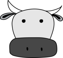 Cute cow cartoon illustration on transparent background. png