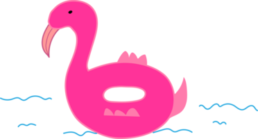 Hand drawn flamingo rubber ring illustration on transparent background. png