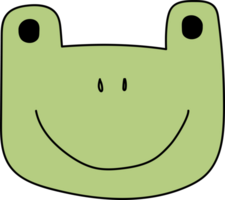 Cute frog cartoon illustration on transparent background. png