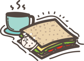 Sandwich cartone animato orso illustrazione su trasparente sfondo. png