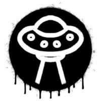 Spray Painted Graffiti ufo icon Sprayed isolated with a white background. vector