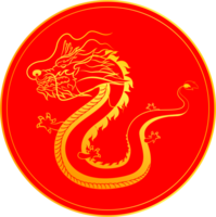 Badge golden dragon chinese asia culture ancient animal design png