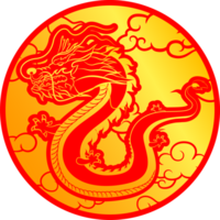 Badge golden dragon chinese asia culture ancient animal design png