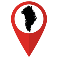 vermelho ponteiro ou PIN localização com Groenlândia mapa dentro. mapa do Groenlândia png