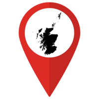 Red Pointer or pin location with Scotland map inside. Map of Scotland png